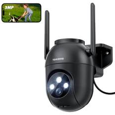 TOAIOHO 2Pack Säkerhetskamera Utomhus Trådbunden 2.4G WiFi Utomhuskamera för hem PTZ Plug in Outlet Camera IP Videokamera Utomhus Smart House Cam Rörelsespårningslarm Svart
