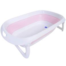 Ergonomiskt halkfritt vikbart babybadkar rosa