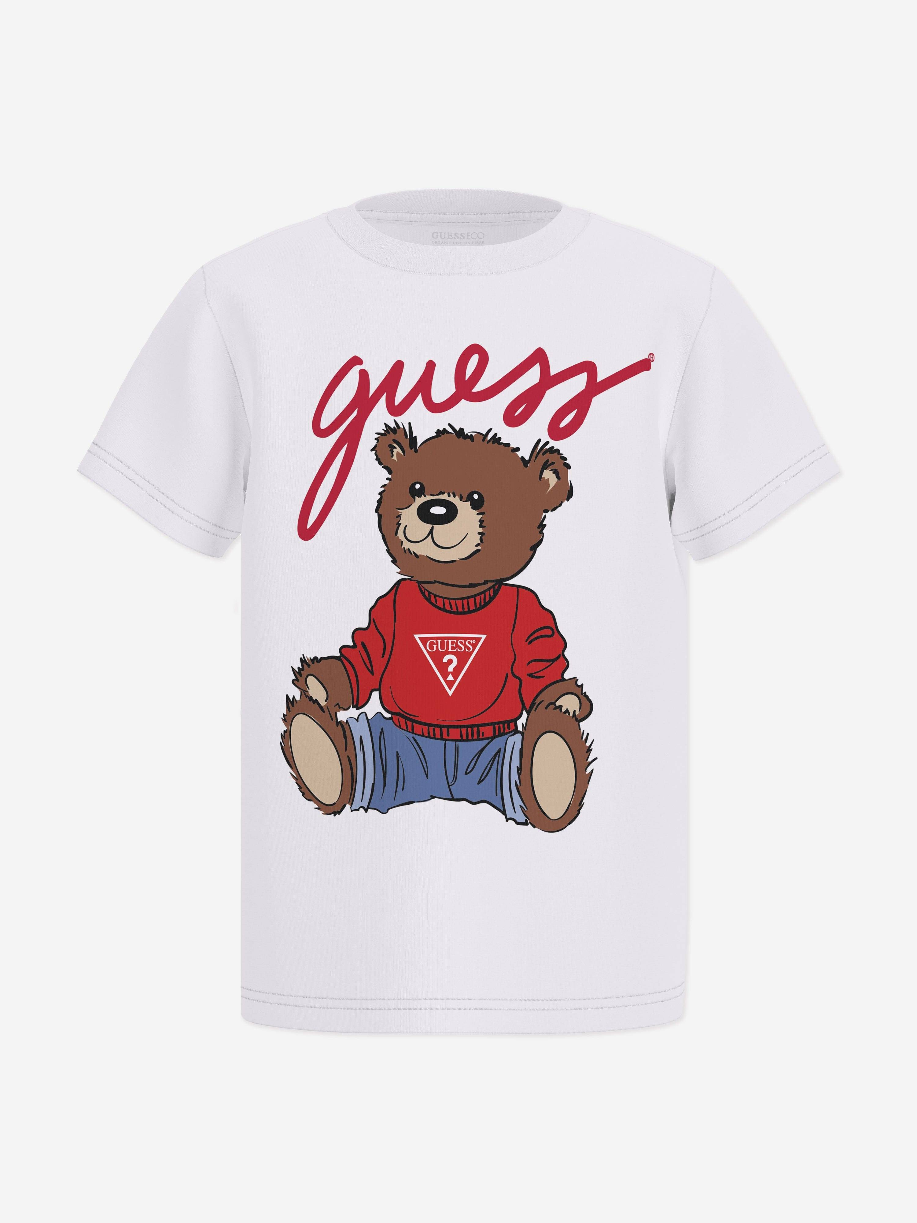 Guess Kids Teddy Bear Logo T-Shirt in White - White / 3 - 6 Mths (3 - 6 Mths)