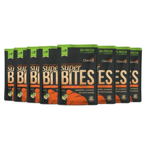 Cherky Foods Super Bites Eco, Pork, Pistachio, Tumeric & Sweet Potato, 8-pak