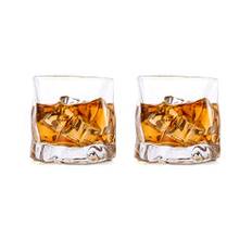 Osymmetriska whiskyglas, presentset för män, dricksglas för födelsedag, fars dag, pensionering, farfar, till rom, gin, bourbon, 2-pack