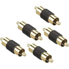 RCA Han til Han Adapter, RCA Lydkabel Forlænger Connector, 5 Pak Guldbelagt Dobbelt Han Connector