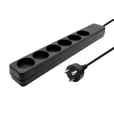 MicroConnect Stikdåse - 6 udtag - Med jord - EDB - Sort - 10 m