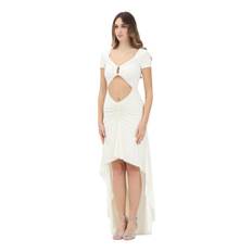 Patrizia Pepe, Kjole, Dame, Hvid, S, Uld, Hvid Asymmetrisk Bryllupskjole