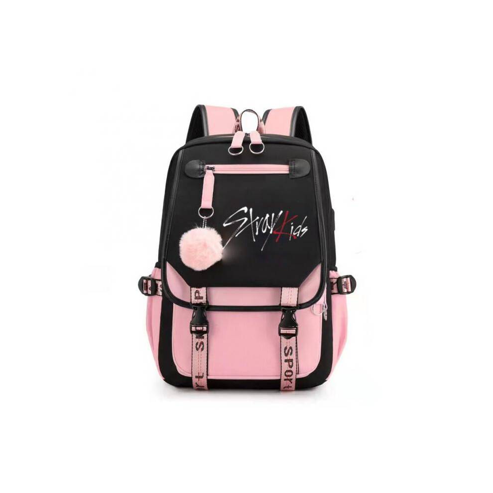 (pink) (pink) stray kids Backpack Mochila Kids Capacity Bags