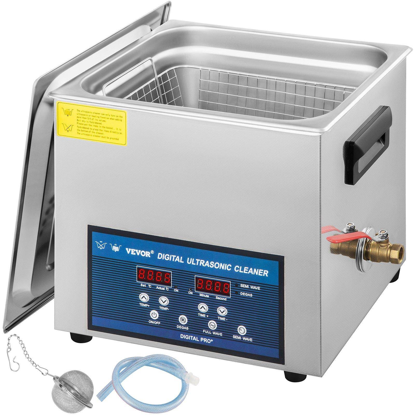 VEVOR 10L Ultrasonic Cleaner Dual Frequency Ultrasonic Cleaning Machine with Heater Jewelry Cleaner for Parts Jewelry Eyeglass Ring Denture Record