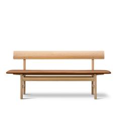 Fredericia Furniture - The Mogensen Bench, Såpad ek, Omni Cognac 307 - Bænke - Børge Mogensen - Brun - Læder/Træ