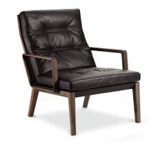 Walter Knoll - Andoo Lounge Chair High 1133, Oak Burned, Leather Cat. 40 Select 1356 Brown, Teflon Glides - Fåtöljer - EOOS - Brun - Metall/Trä