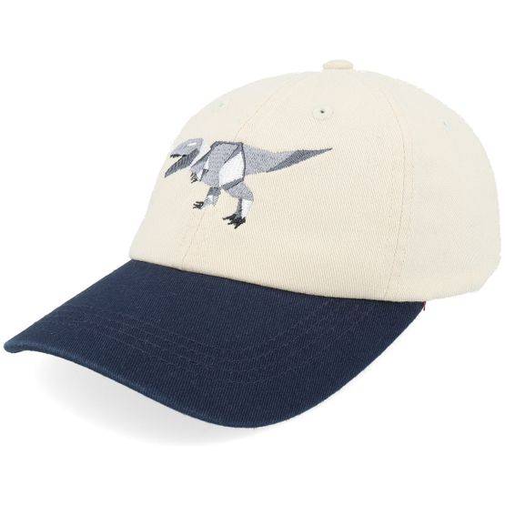 Kiddo Cap - Beige unconstructed Keps - Kids Grey Paper T-rex Stone/Navy Washed Dad Cap @ Hatstore