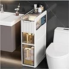 Bathroom Storage, Narrow Bathroom Cabinet, Bathroom Toilet Side Storage Shelf, Waterproof Bathroom Storage Cabinet, with Tissue with Storage, Easy Assembly,A,3Floors