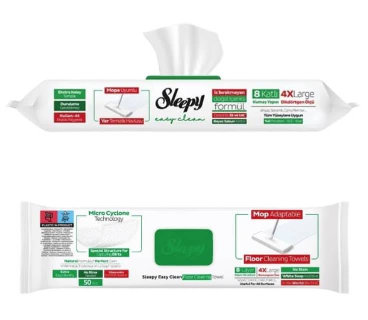 Sleepy Easy Clean 4 XL Gulvmoppe med Hvid Sæbe 50 Stk