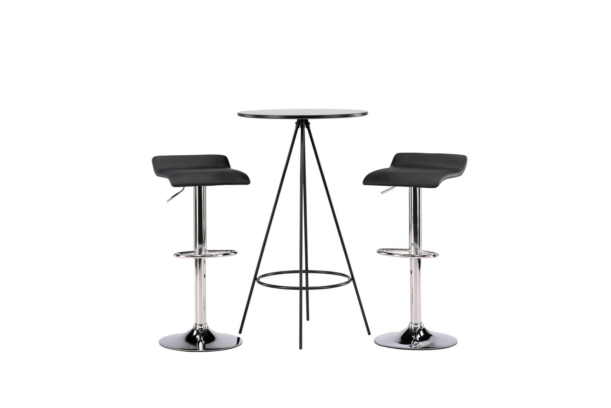 Venture Home Bistro Bar bord 60 - Black / MDF with veneer +Jonna Bar stol - Chromed Steel / Black Fabric _2