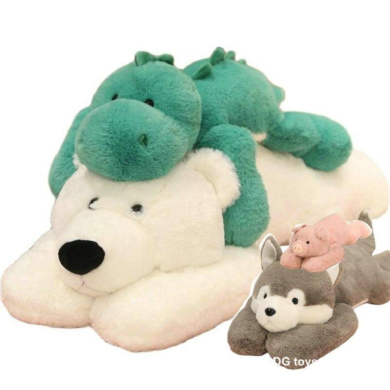 Supermjuk Stor Liggande Vit Isbjörn Leksak Gosedjur Docka Kudde Dinosaurie Gris Husky Hund Kudde Krama Mysiga Plyschdjur