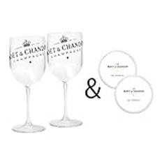 Moët & ?För Ice Impérial Champagne & Prosecco Akryl Glasögon Mugg Goblets med en uppsättning pappersunderlägg genomskinlig