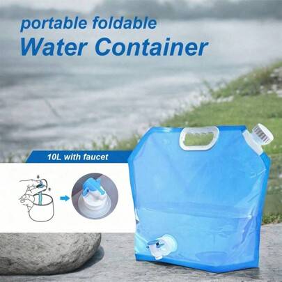 5L/10L campingvattenpåse Bärbar hopfällbar vattenhink Stor vattenbehållare Bärbar hopfällbar vattenbehållare med ventil: Perfekt för utomhuscamping, p - Blå (Multi-size)