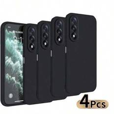 4 svarta frostade telefonskal, kompatibelt med T Ecno svart telefonskal. Infinix svart telefonskal, OnePlus svart telefonskal, telefonskal, telefonsky - Svart-matt (Multi-size)
