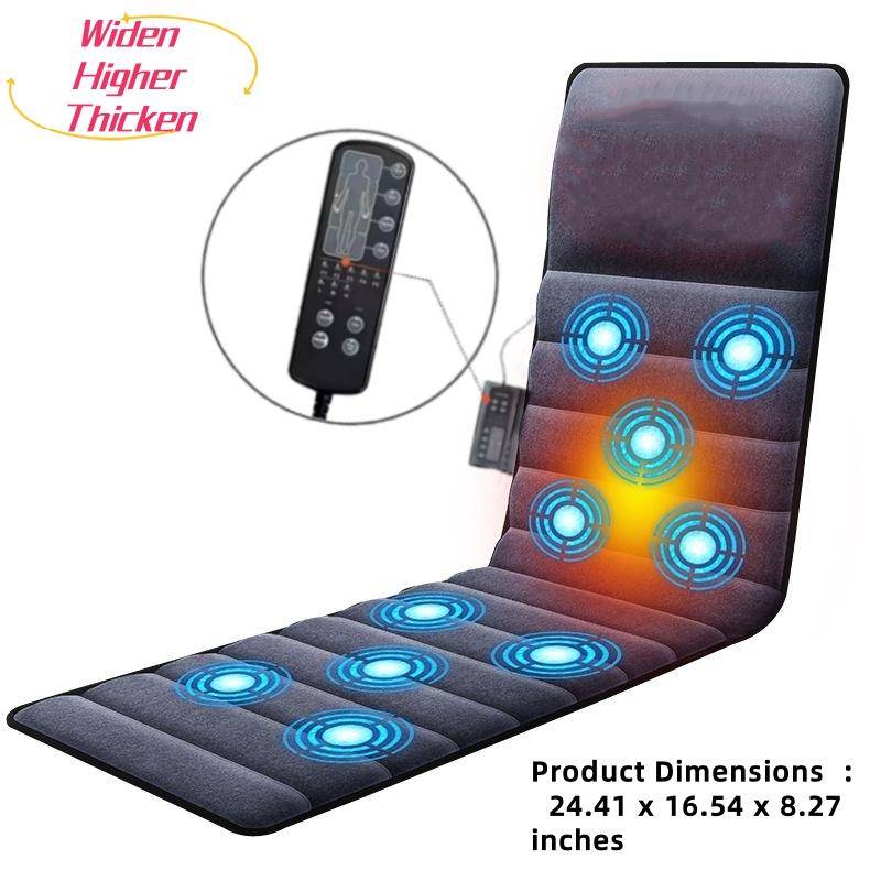 Helkroppsmassagemadrass Akupressurmassage Nackknådning Värmeterapi för Ländryggen 10-zons Vibration 12V Grå Sammet UK