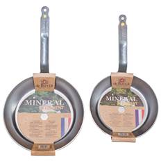 de Buyer Mineral B Pfannen-Set 2-teilig 28 cm / 24 cm - Eisen mit Bienenwachsbeschichtung - Bandstahlgriffe - Silber