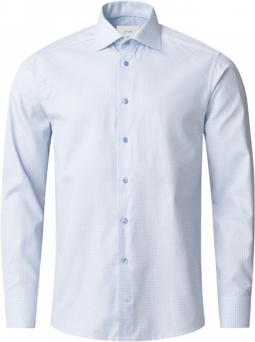 Eton Lyseblå Ternet Dobby Skjorte Contemporary Fit - 42 / L