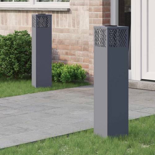 Solar LED Stig Ljus 2 pcs Antracit Kallvalsat stål