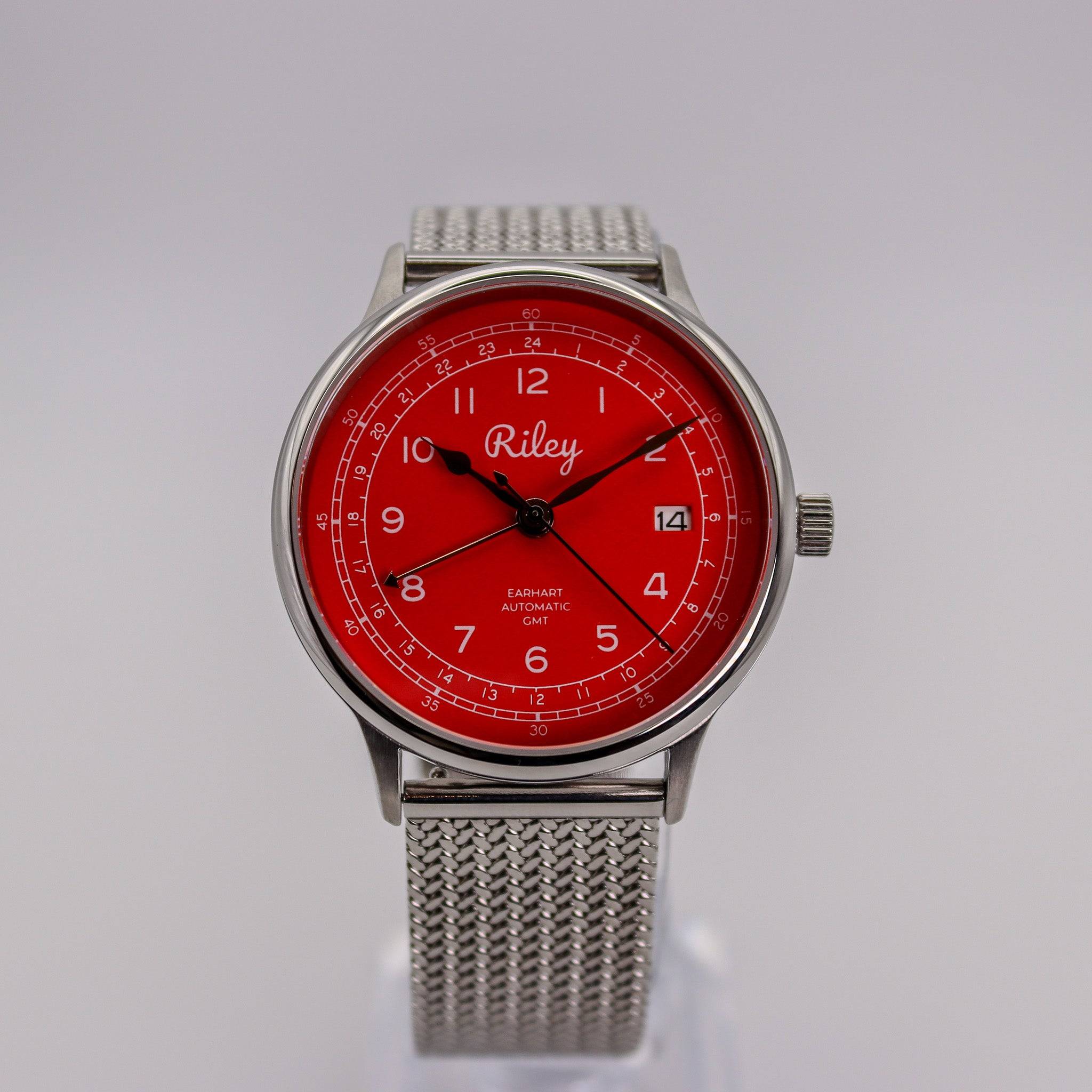 Amelia Earhart Automatic - AE01-GMT - Vega (Red) / Steel Mesh Band