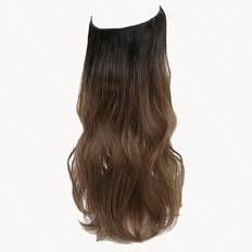 Invisible Wire Hårförlängningar Brun Med Mörk Root Hårförlängning Naturligt vågigt hår för kvinnor Syntetiskt hårförlängning Clip In Hairpiece - Ombre