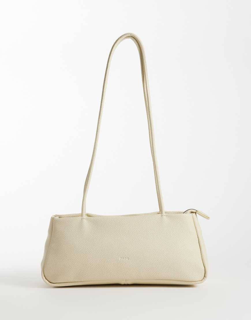 PASQ - Cremehvid minimalistisk skuldertaske med lange stropper - No Size