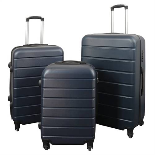 Set med resväskor - 3 st. - Mörkblå med ränder - Exklusiv hardcase lättviktsresväska