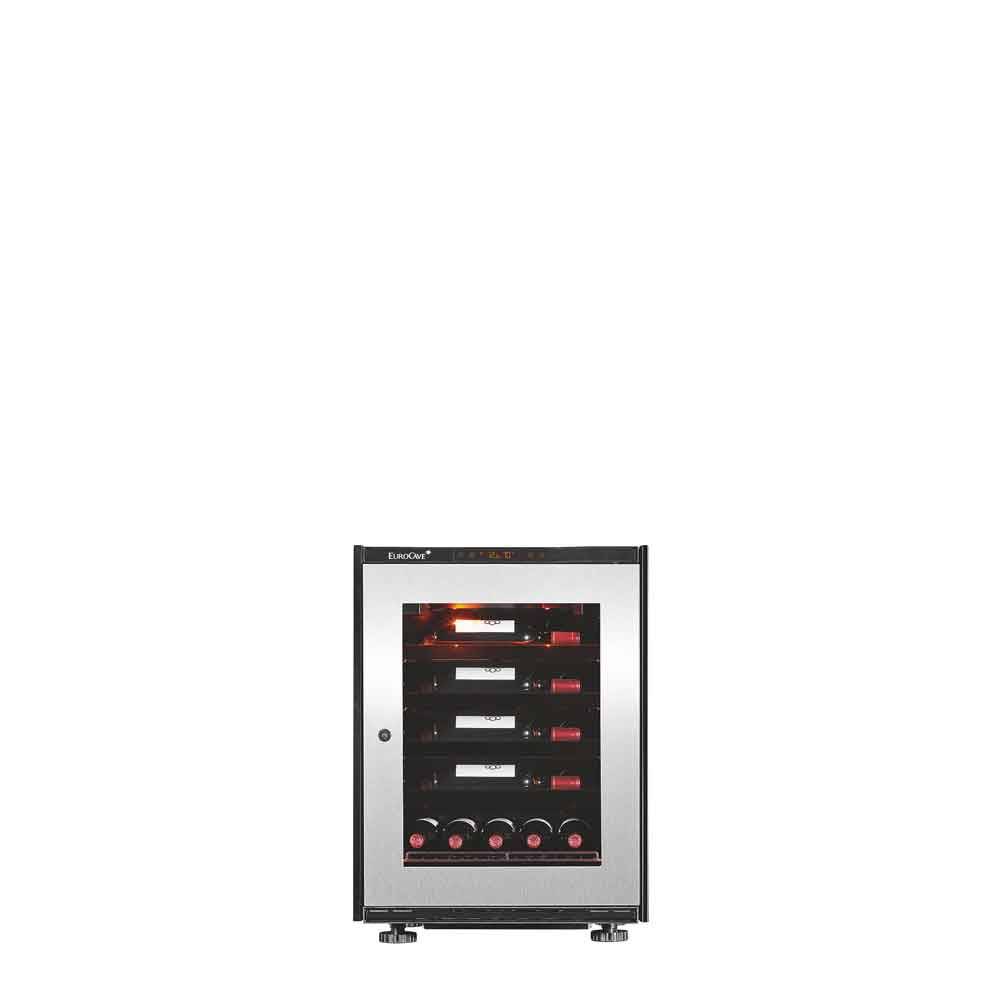 EuroCave Inspiration Small - 28/30 flasker - 1 zone - Access pack - Black//Glass door - Silver frame.
