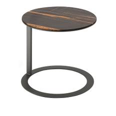 Living Divani - Tethys C Shape Side Table Ø39, Sahara Noir Marble - Små borde og sideborde - Gabriele & Oscar Buratti - Sort - Metal