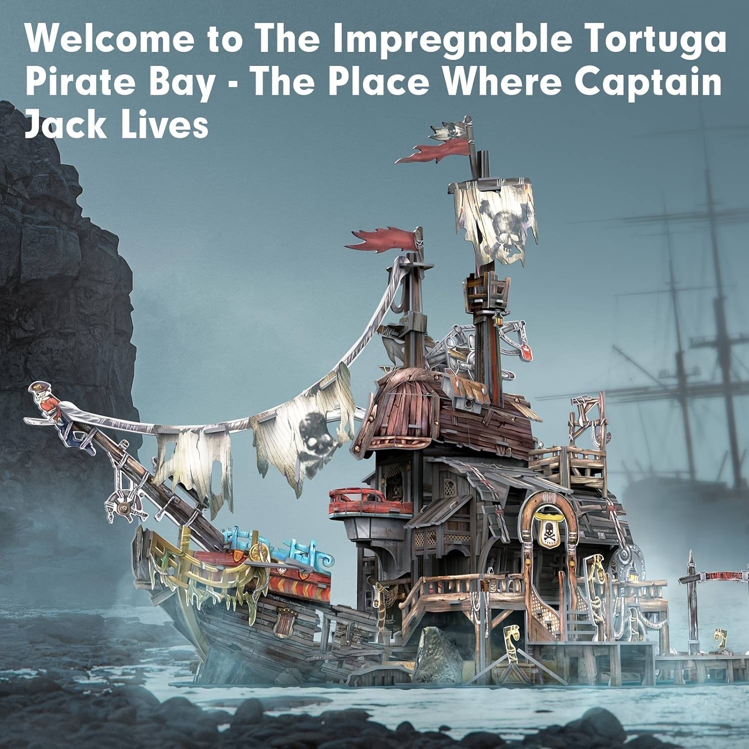 TEMU 218 Puzzle Pieces Assembled In Puzzle - Is Full Of Pirate Architectural Style, Making It A