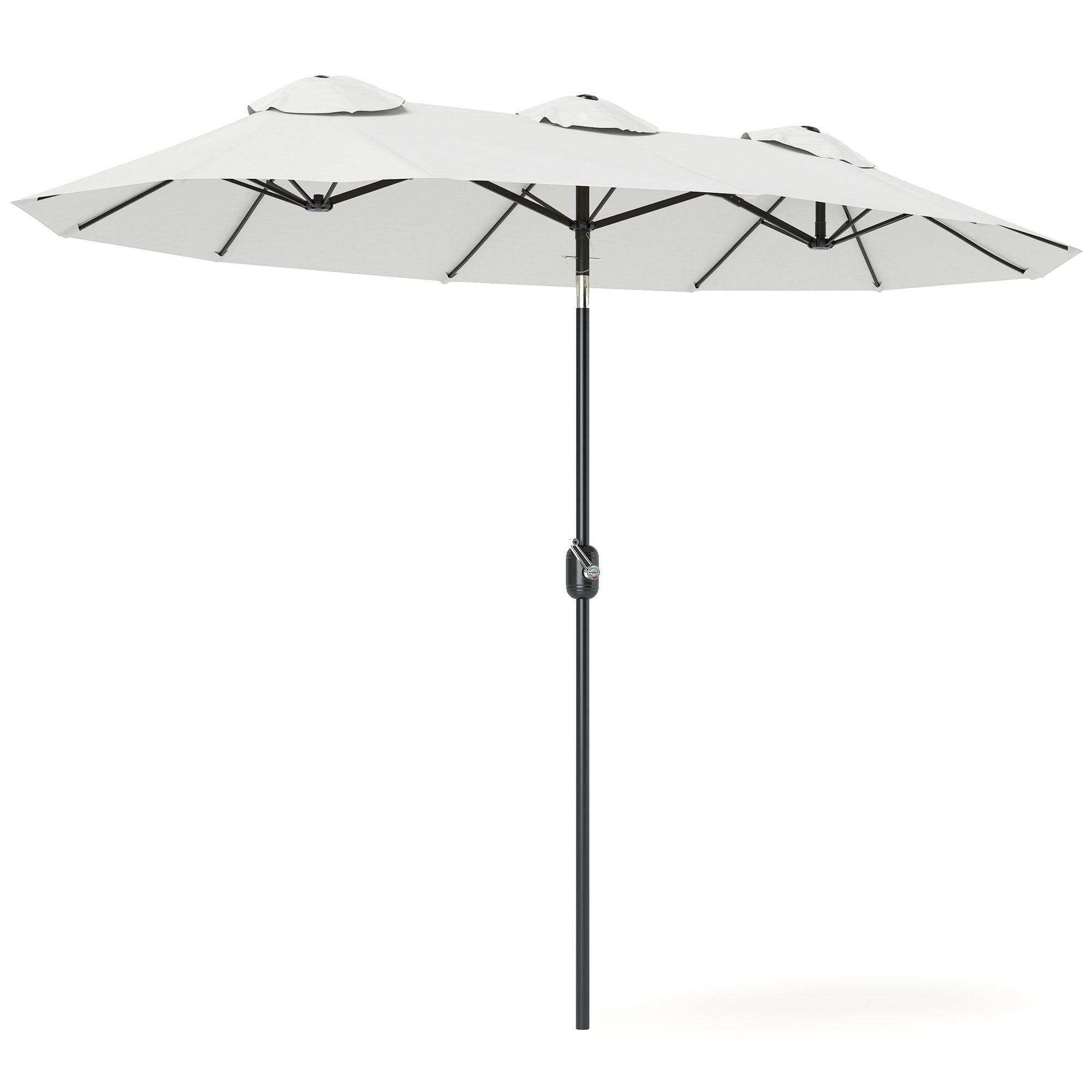 Parasol, haveparasol, vipbar, med håndsving, vindfang, polyester+stål, cremehvid, 295 x 152 cm