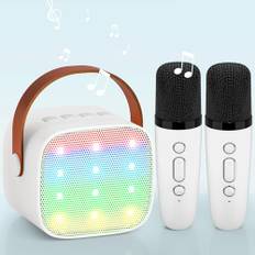 Kinder Karaoke Maschine, Karaoke Mikrofon Kinder Tragbarer Bluetooth Lautsprecher mit LED Lichteffekten für Kinder Erwachsene, Geschenke für Mädchen，Spielzeug für 3 4 5 6 7 8+ Jahre (Weiß)