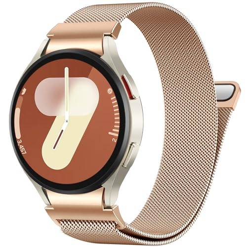 PIOWNN Metallarmband kompatibelt med Samsung Galaxy Watch 7, 6, 5, 4, armband 44-40/6 Classic 47-43/5 Pro 45, enklicksanslutning Loop magnetiskt band