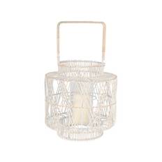 CASA Living Lanterne - H 31 x Ø 27 cm - Rattan/glas - Hvid