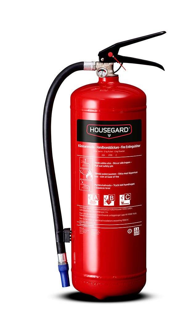 Pulversläckare 6 kg 43A 233B C Housegard Röd