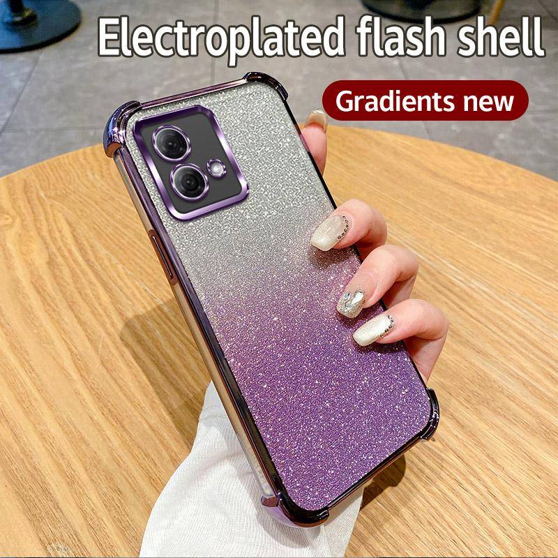 Lyxig Pläterad Stötsäker Genomskinlig Glitter Telefonfodral För Motorola Moto G84 G54 G82 5G G52 G71S G30 G20 G10 Power Transparent Fodral