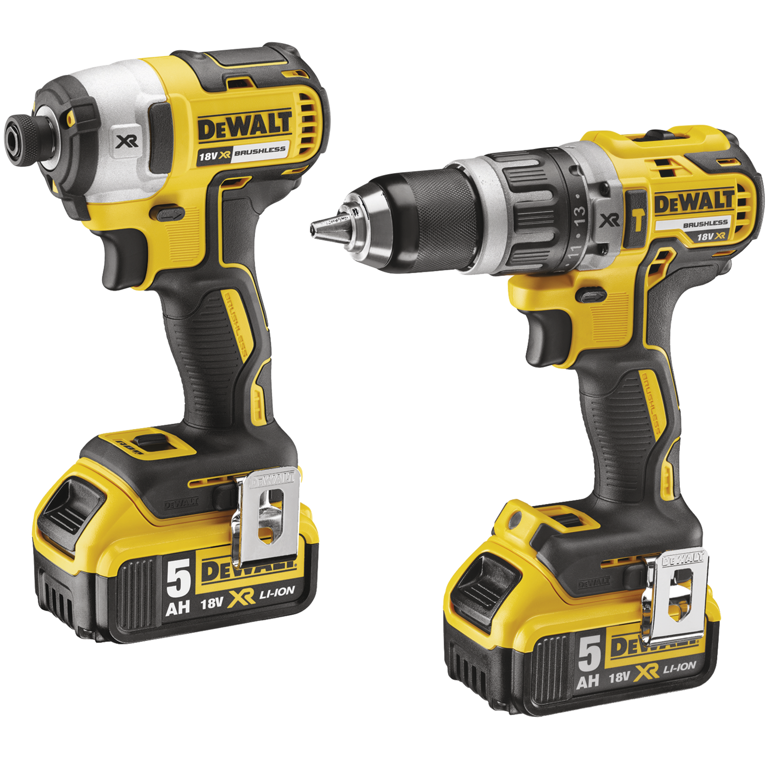 DeWalt 18V slagbore-/skruemaskine og slagnøglesæt 2x5.0 Ah batt./lader TSTAK
