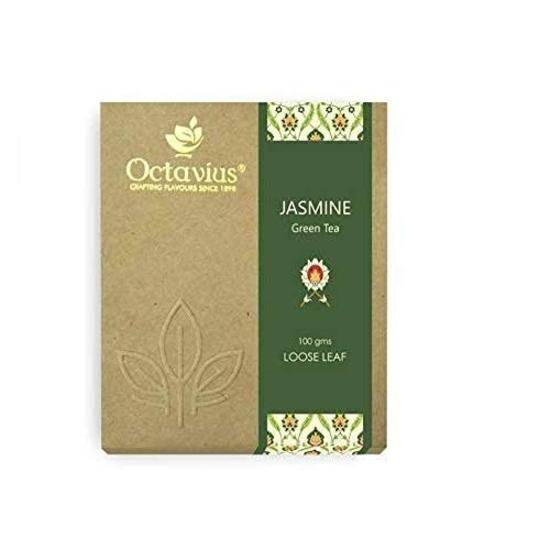 Octavius | Jasmingrönt te - 100 g (50 Koppar) | 100% Naturliga Ingredienser | Lösa Blad | Jasminblomma | Rik på Antioxidanter | 100 g Förpackning