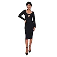 Trendyol Dam maxi bodycon bodycon stickad klänning, Svart, S