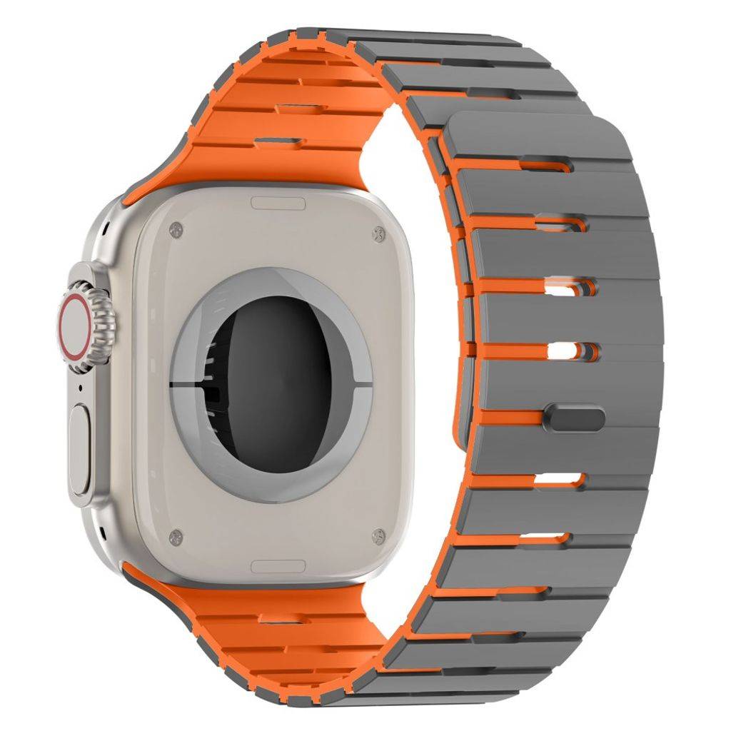 Apple Watch 49/46/44/42mm Tvåfärgat Klockarmband Silikon - Grå/Orange