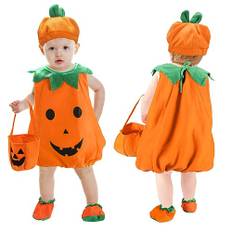 Wishstar Pumpadräkt för Barn, Halloweenkostym, Karneval eller Cosplay Kostym - Lämplig för Barn 95-100 cm