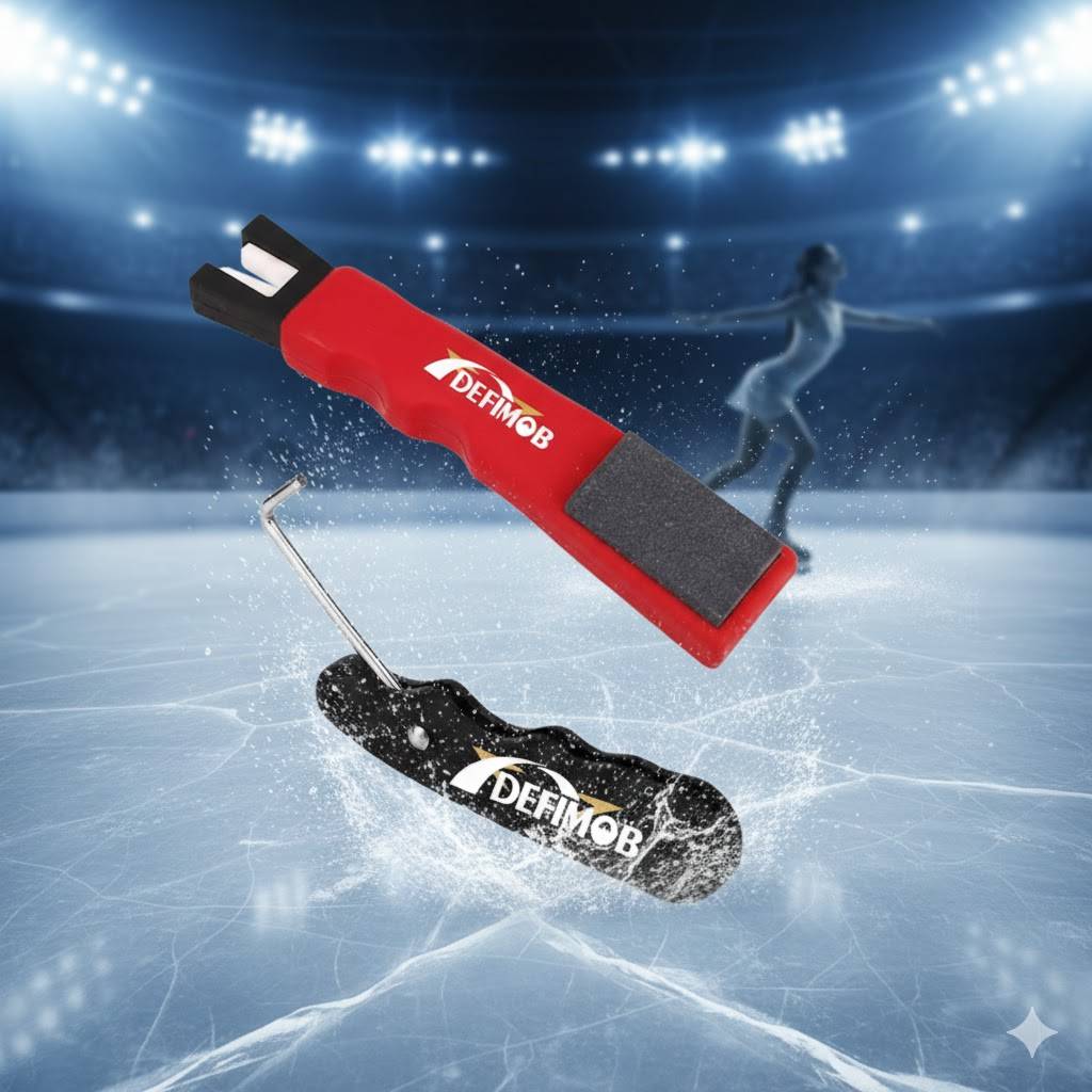 TEMU Defimob 2-in-1 Ice Skate Essential Kit: Portable Folding Lace Tightener & Dual-function Hockey Blade Sharpener, Figure Skating Tool Set