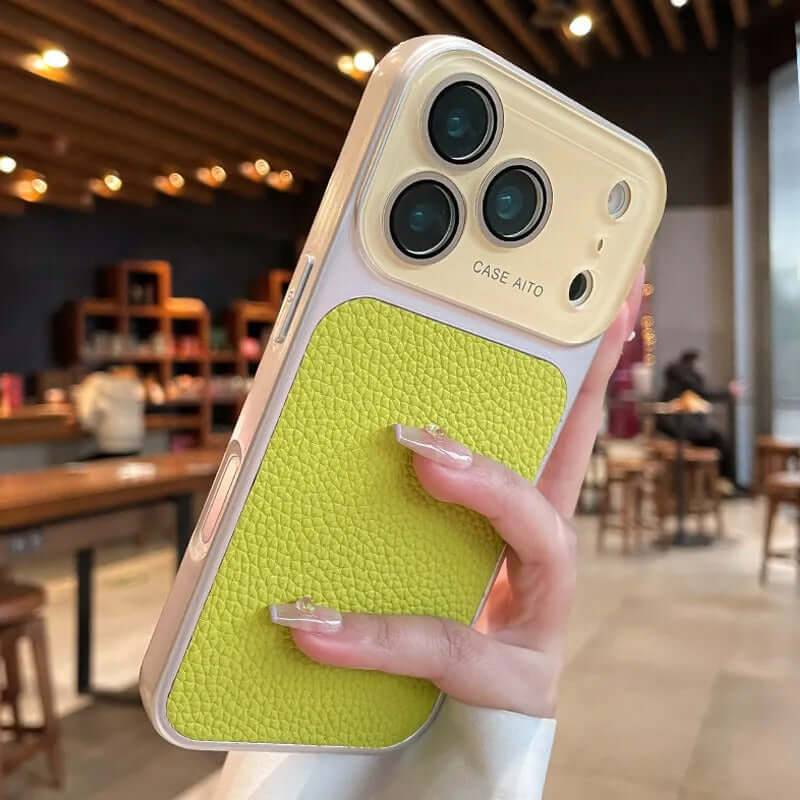Lychee pattern Phone Case Full body Coverage - Light Green / IPhone15Promax