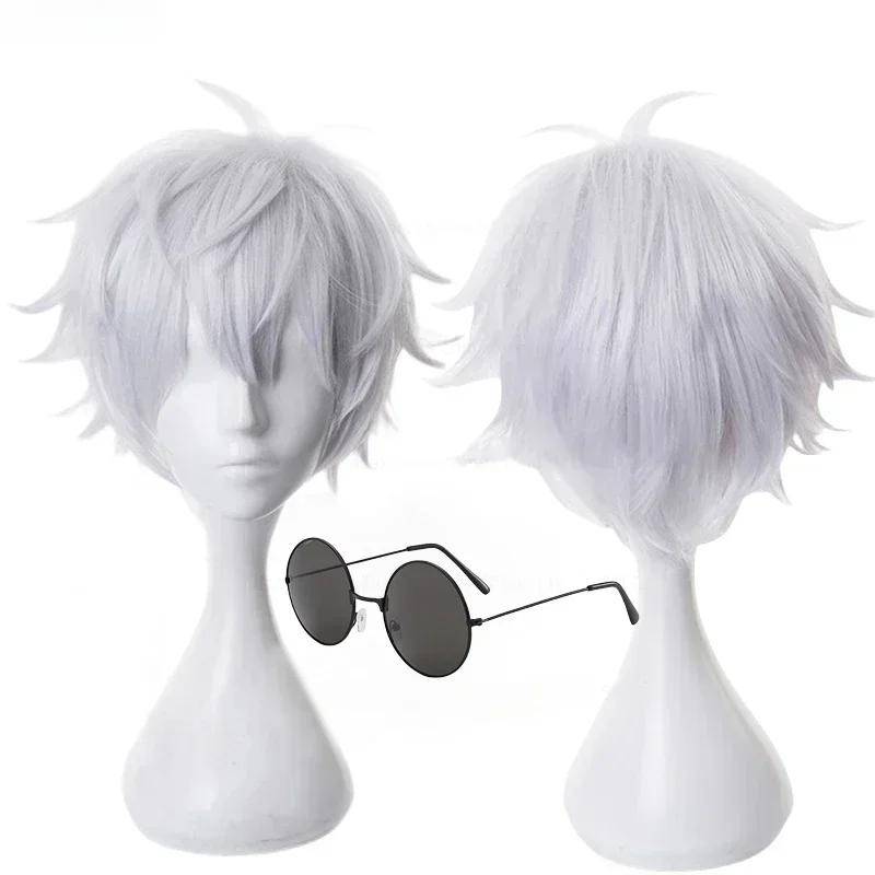 Gojo Satoru Cosplay Peruk Anime Jujutsu Kaisen Cosplay Gojo Kort Värmebeständigt Syntethår Anime Peruker Kostymfest gray