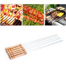 12 st rostfritt stål grill grill grillspett grill kebab nålar stick trähandtag