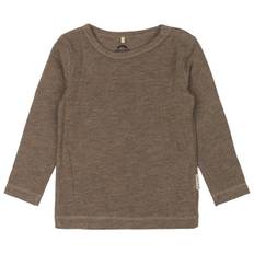 Mikk-Line Kid's Wool/Bamboo L/S Top Merino-shirt Børn størrelse 56 farve brun