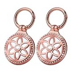Apple Airtag 2-pack AirTag-hållare – AirTag-fodral med nyckelring – AirTag-nyckelring – metallskyddande AirTag-hållare för hund, katt, barn, nycklar, plånbok, ryggsäckar kompatibla med Apple AirTag