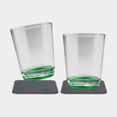 Magnetiska plastglas Silwy Magnetic Drinking Cup Sour Green, transparent/grön, 25 cl, 2-pack + magnetiska glasunderlägg