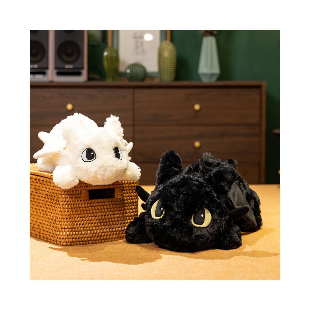 (White, 70cm) Toothless Plush Stuffed Animal Dragon Toy, Ultra Soft Night Fury Pillow Pet, Cuddly Bed Buddy Gift for Boys Girls